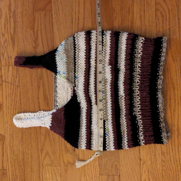 NEW! Hand Knit Striped Cropped Tank Vest Cherry Red Black Taupe Size S/M - Picture 5 of 8